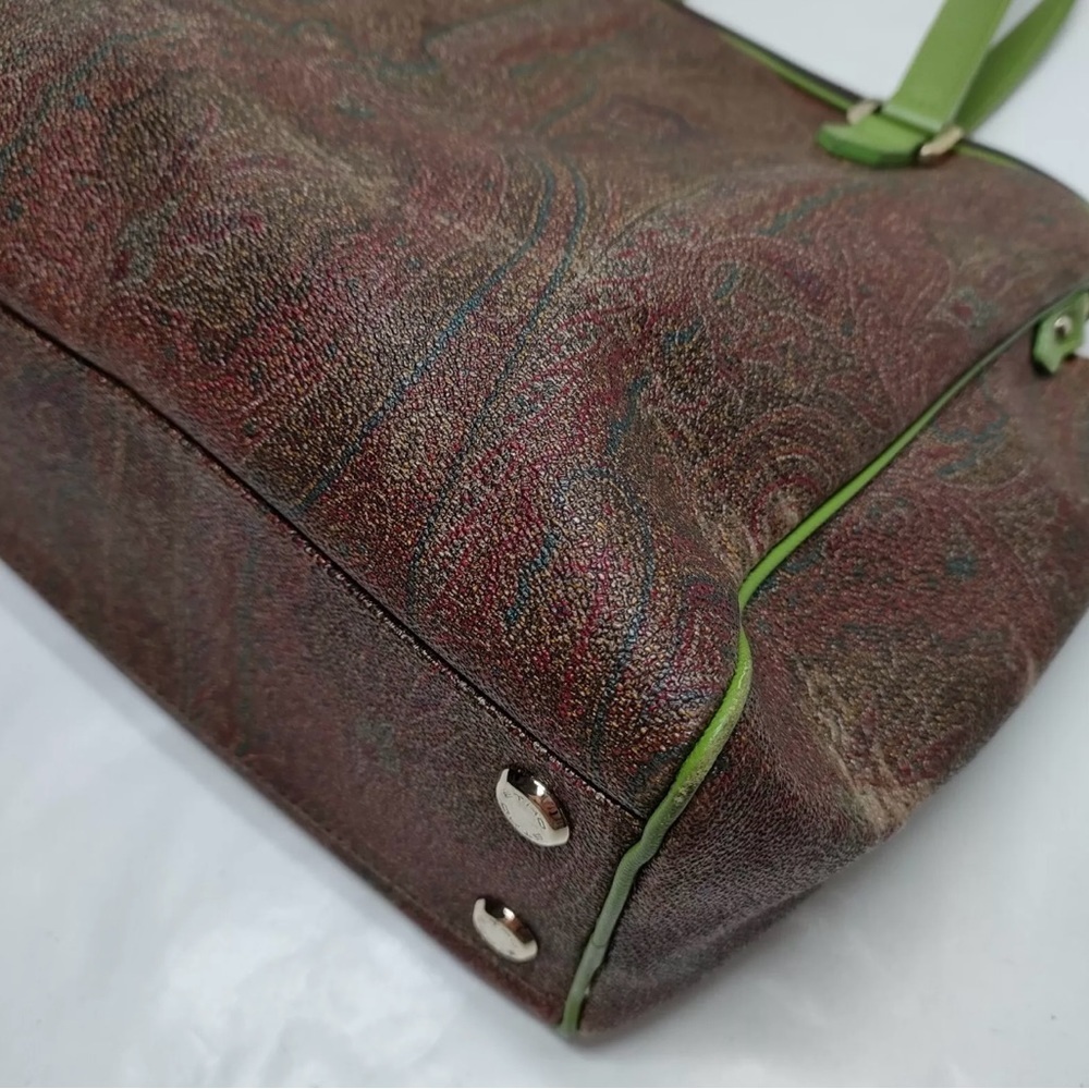 Etro Paisley Print w/ Green Leather Accents - Picture 7 of 10
